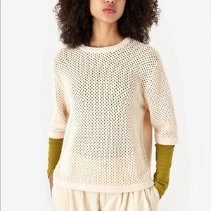 YMC cream / pink open weave oversize sweater